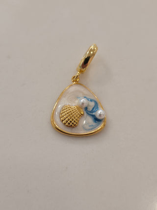 White & Blue Scallop Charm