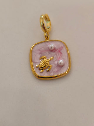 Pink & Gold Turtle Charm