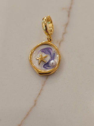 Purple & White Starfish Charm