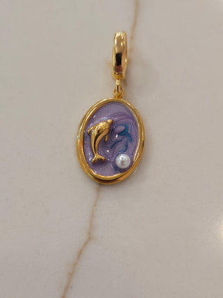 Purple & Gold Dolphin Charm