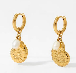 Nikki Nautilus and Pearl Hoop Earring