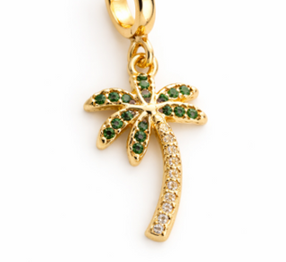 Green Stone Palm Tree Charm