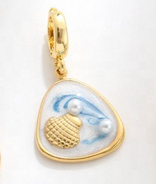 White & Blue Scallop Charm