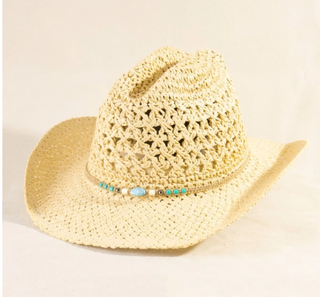 Annie Beaded Straw Cowboy Hat