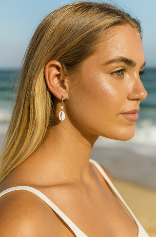 Shaylee Pearl & Pooka Hoop Earrings