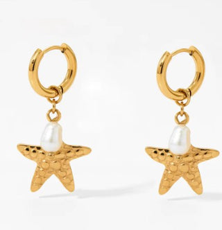 Sloane Starfish and Pearl Hoop Earring