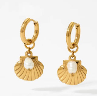 Taya Shell and Pearl Hoop Earring