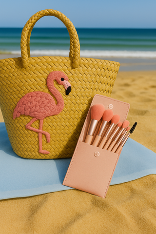 Sunset Glow 8-Piece Makeup Brush Set + Travel Case